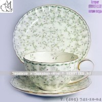 16379-A, Джулия ГРИН 3 н-р 250мл чашка чайная с блюдцем + тарелка 1 / 3 (зол.лента), 1166